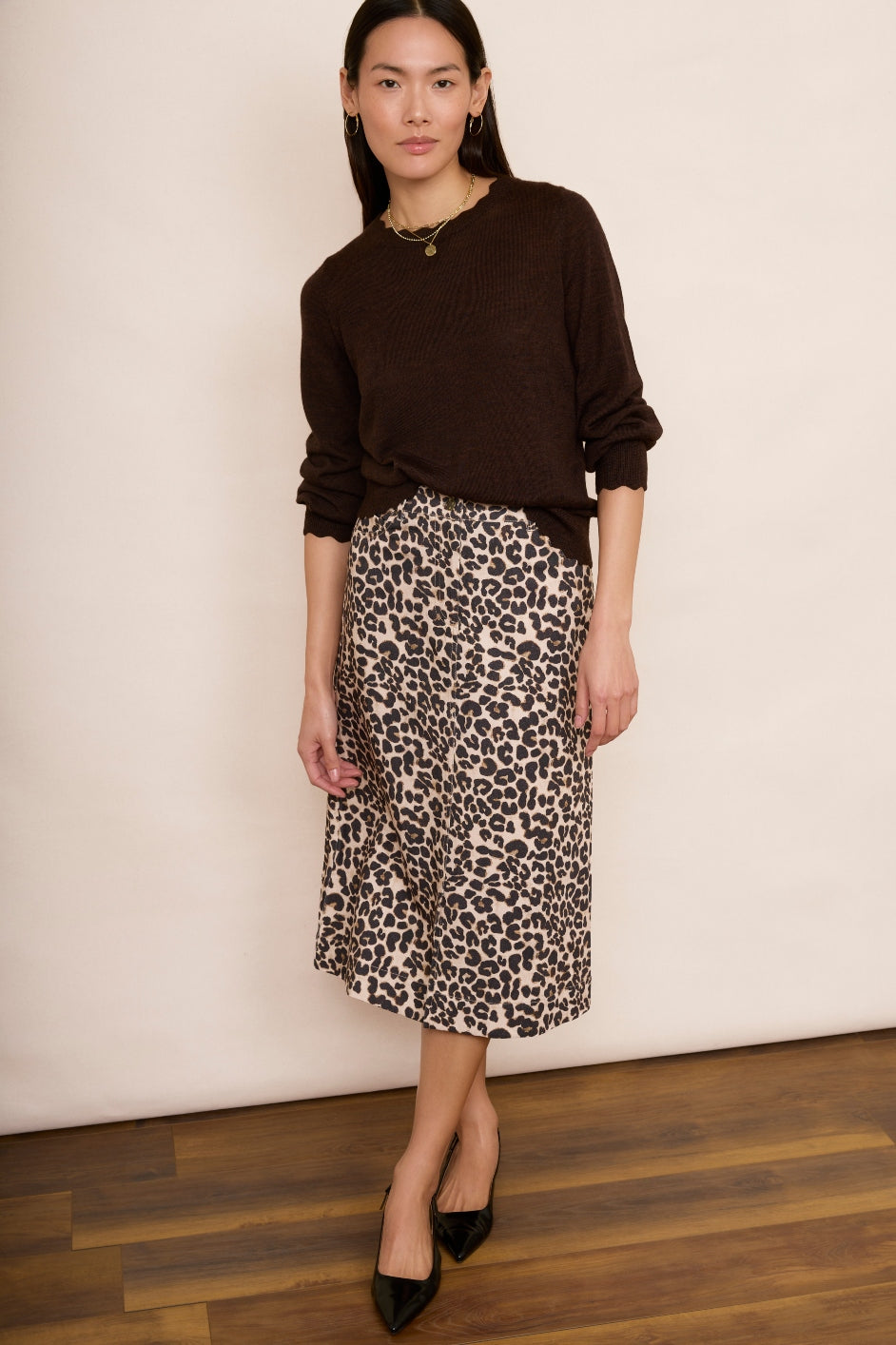 Gaia Denim Skirt Leopard