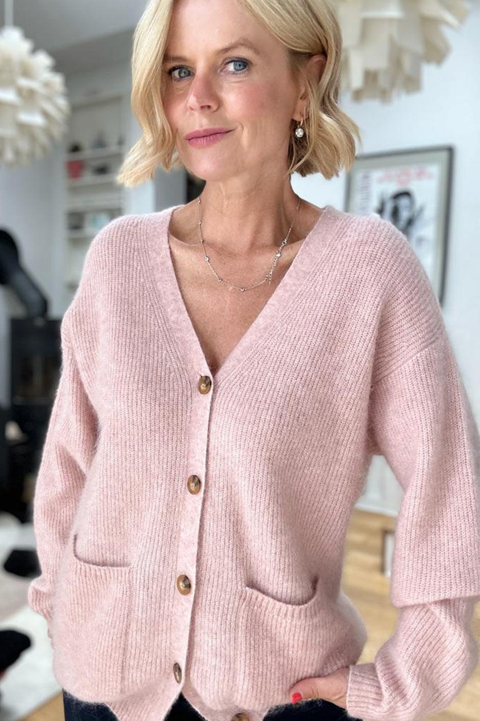 Becky Boyfriend Cardigan Pale Pink