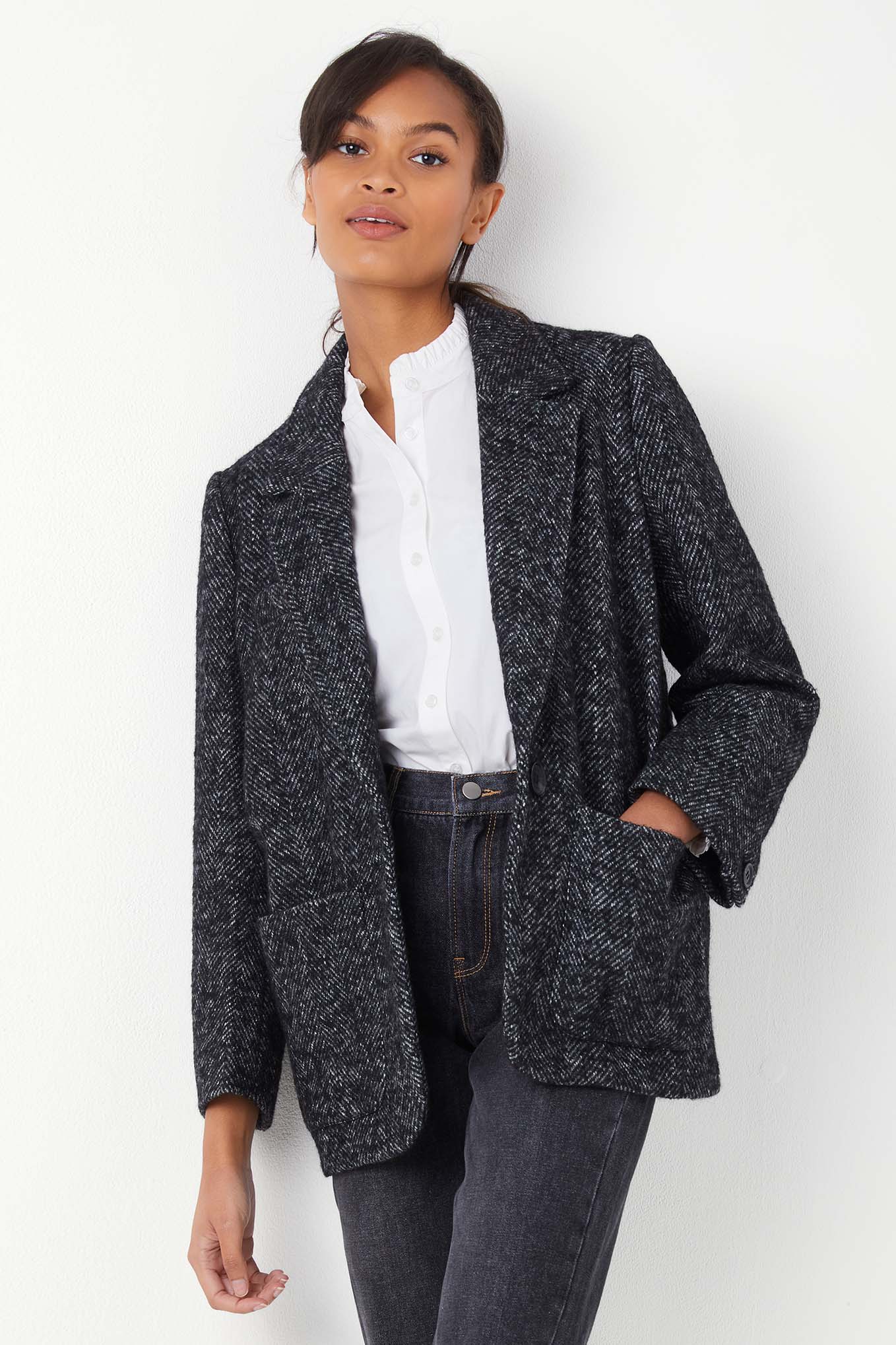 Dark grey sale tweed jacket