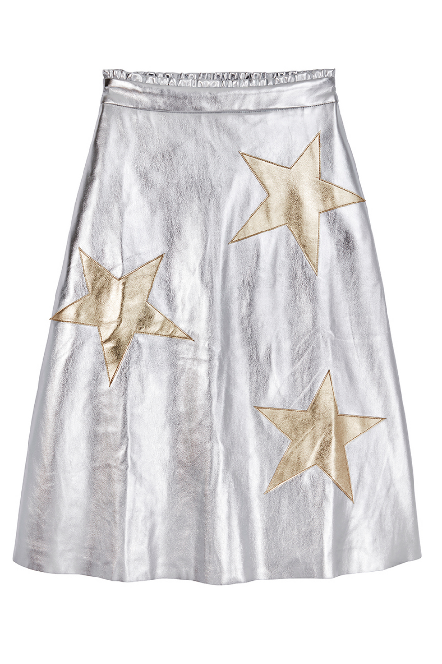 Lateisha Faux Leather Star Skirt - Silver/Gold – WYSE London