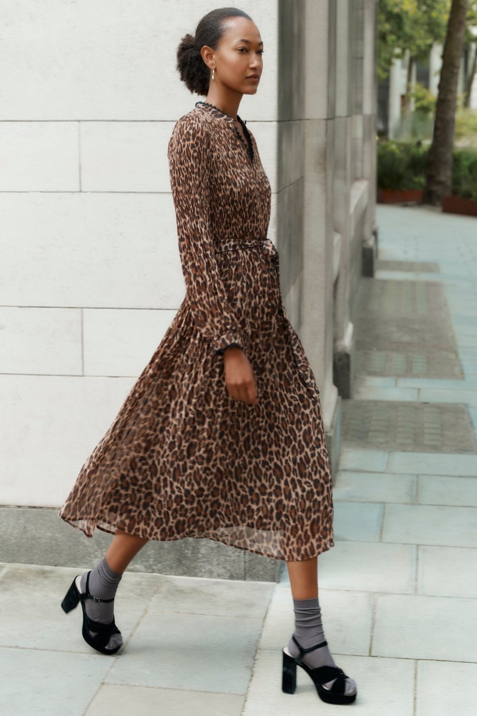 Posey Plisse Dress - Leopard