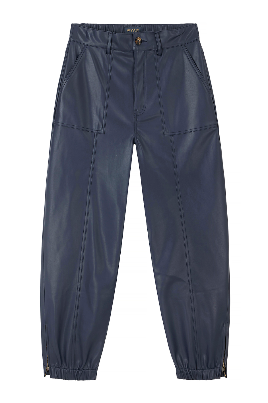 Lara Faux Leather Jogger - Blue/Black