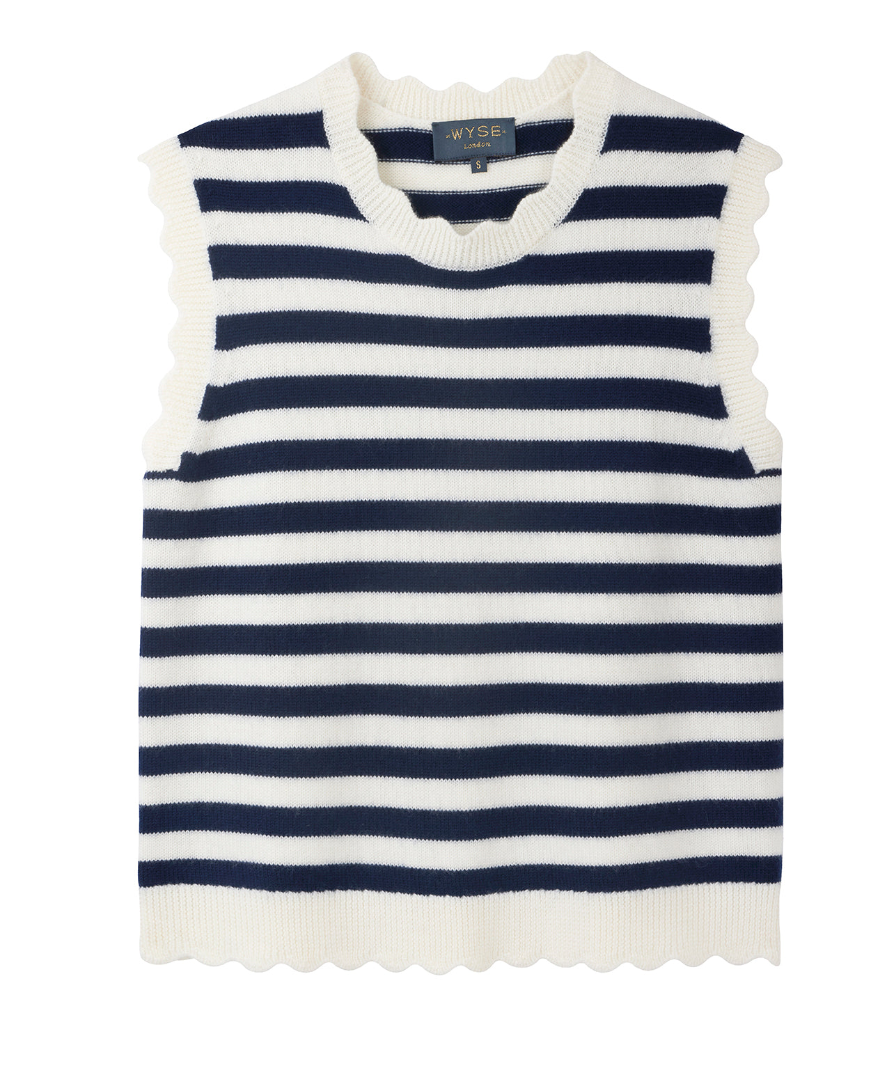 Fleurine Scallop Tank - Midnight/ Ecru Stripe