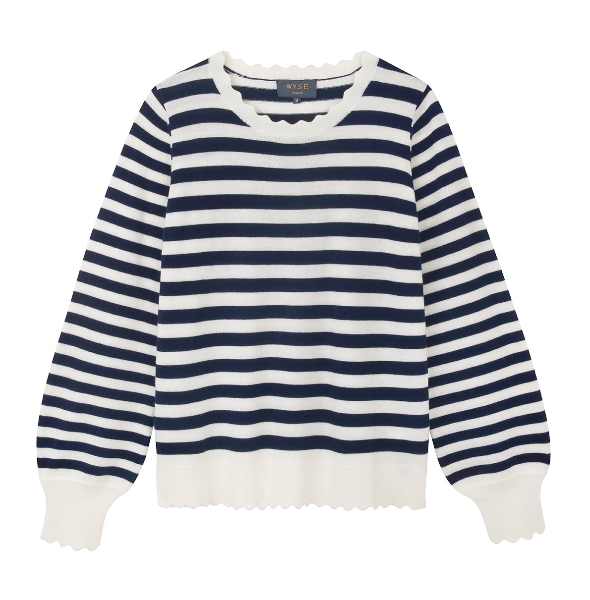 Fleurine Scallop Jumper - Midnight/Ecru Stripe