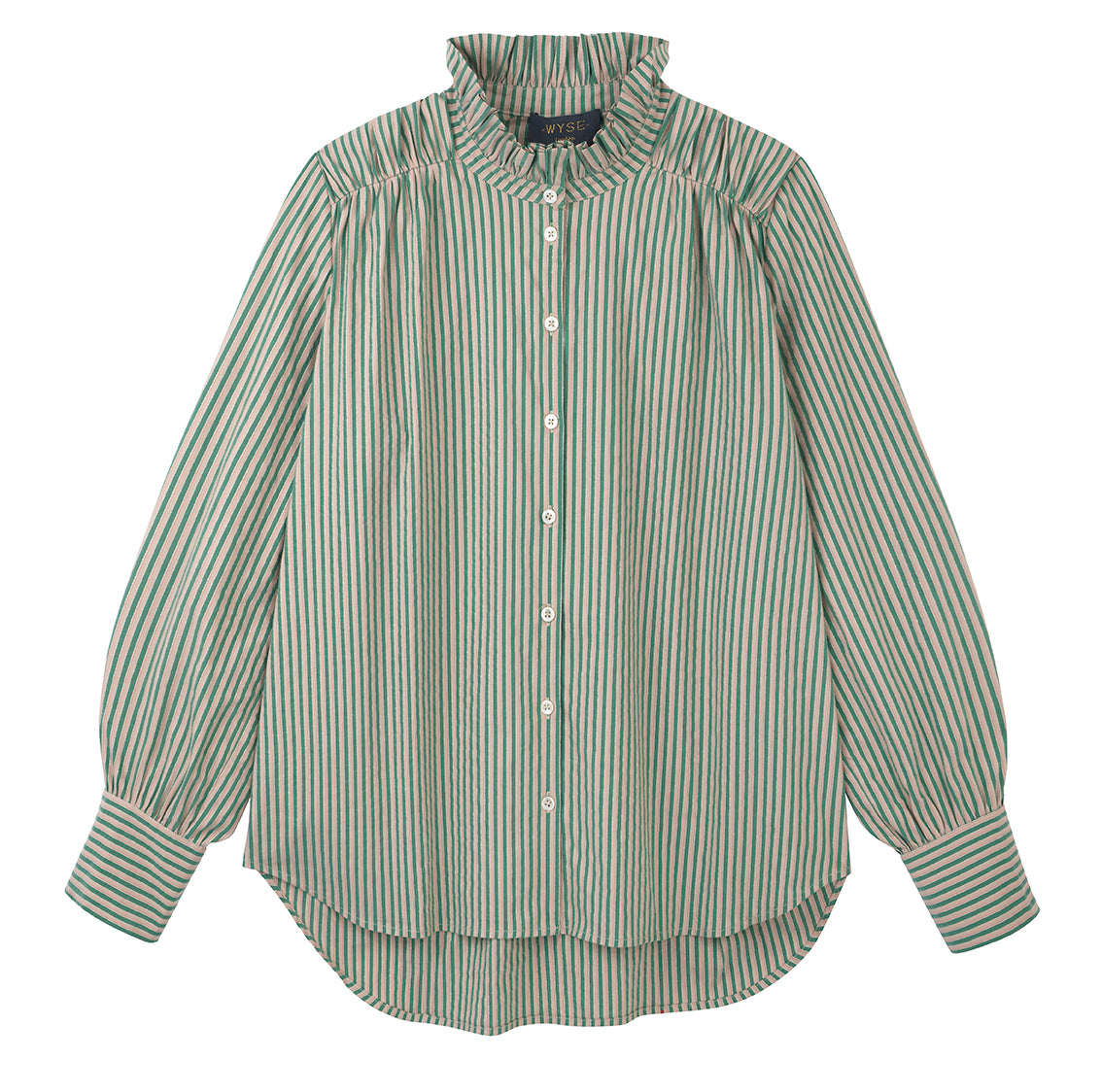 Clemmy Shirt - Green/Tan Stripe