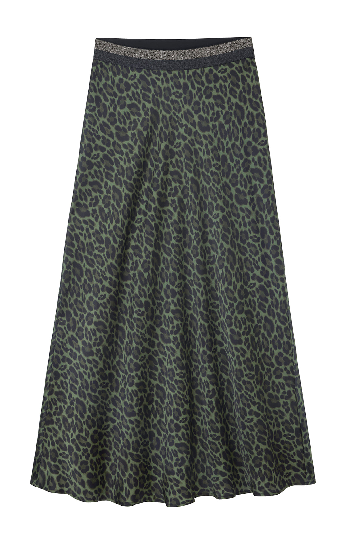 Ella Silk Skirt - Khaki Leopard