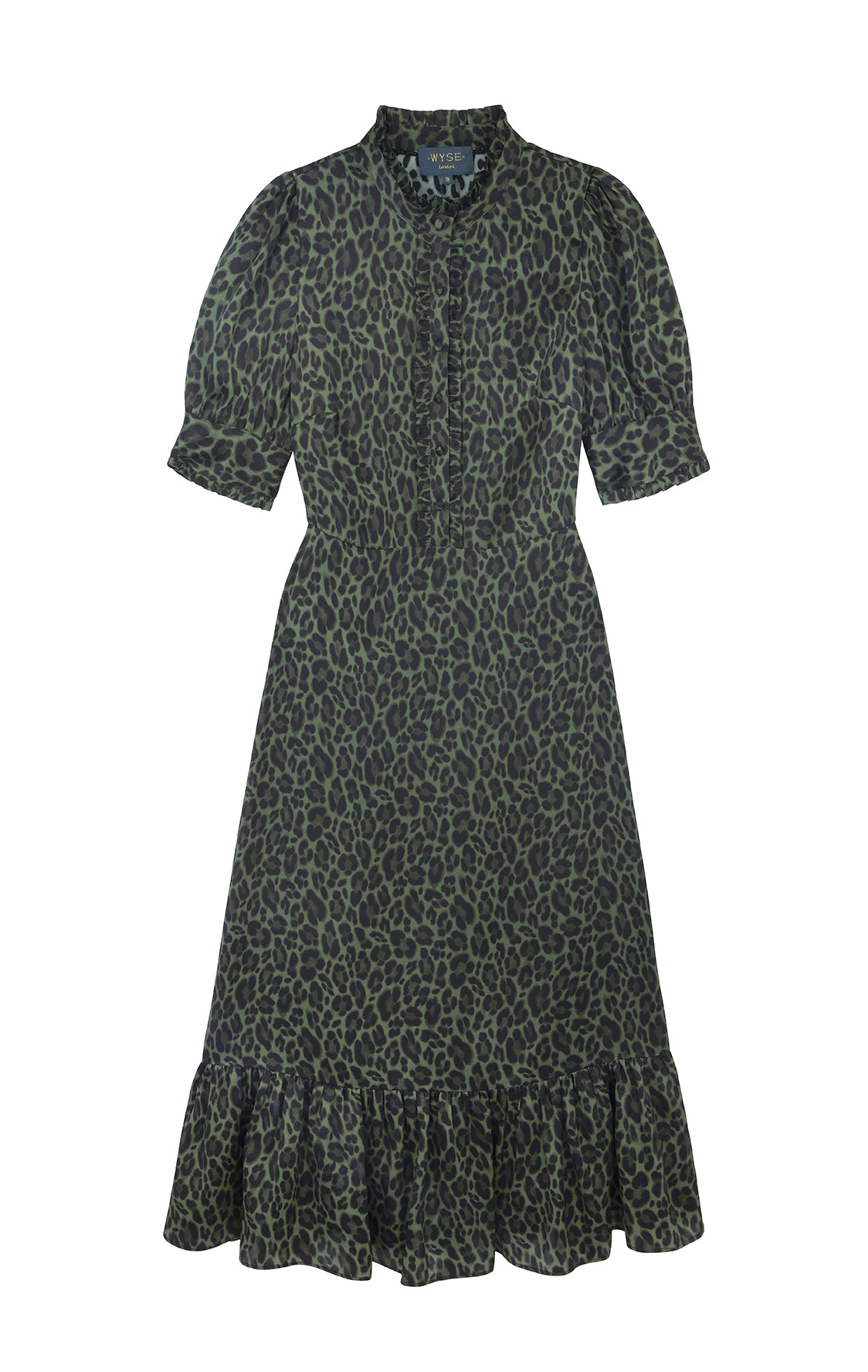 Fabienne Silk Dress - Khaki Leopard