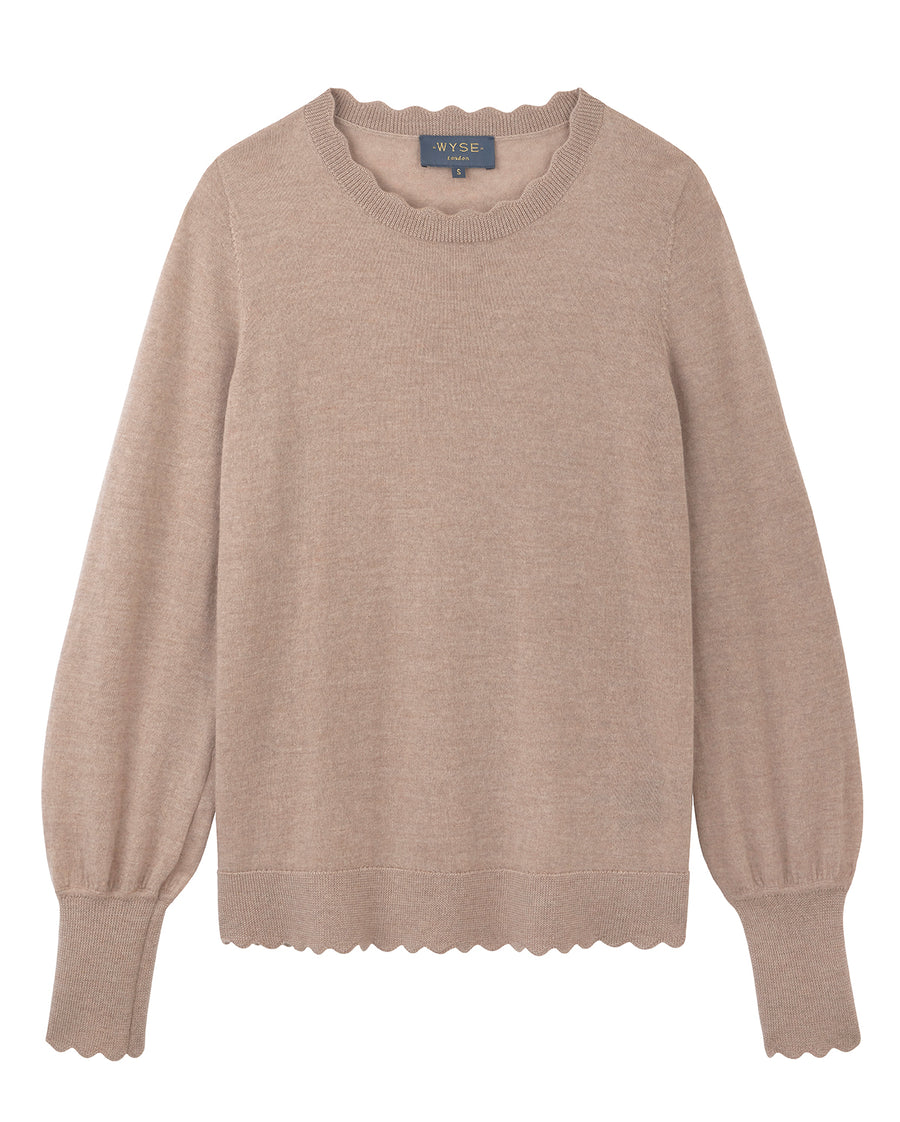 Fleurine Scallop Jumper - Oat Marl