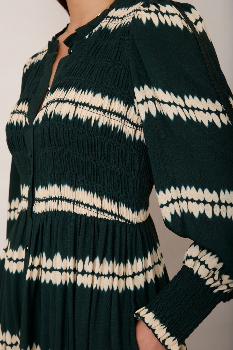 Aggie Dress - Green Shibori