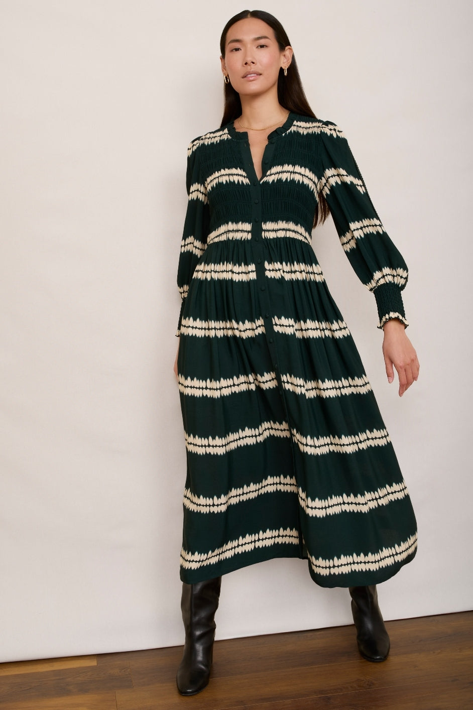 Aggie Dress - Green Shibori