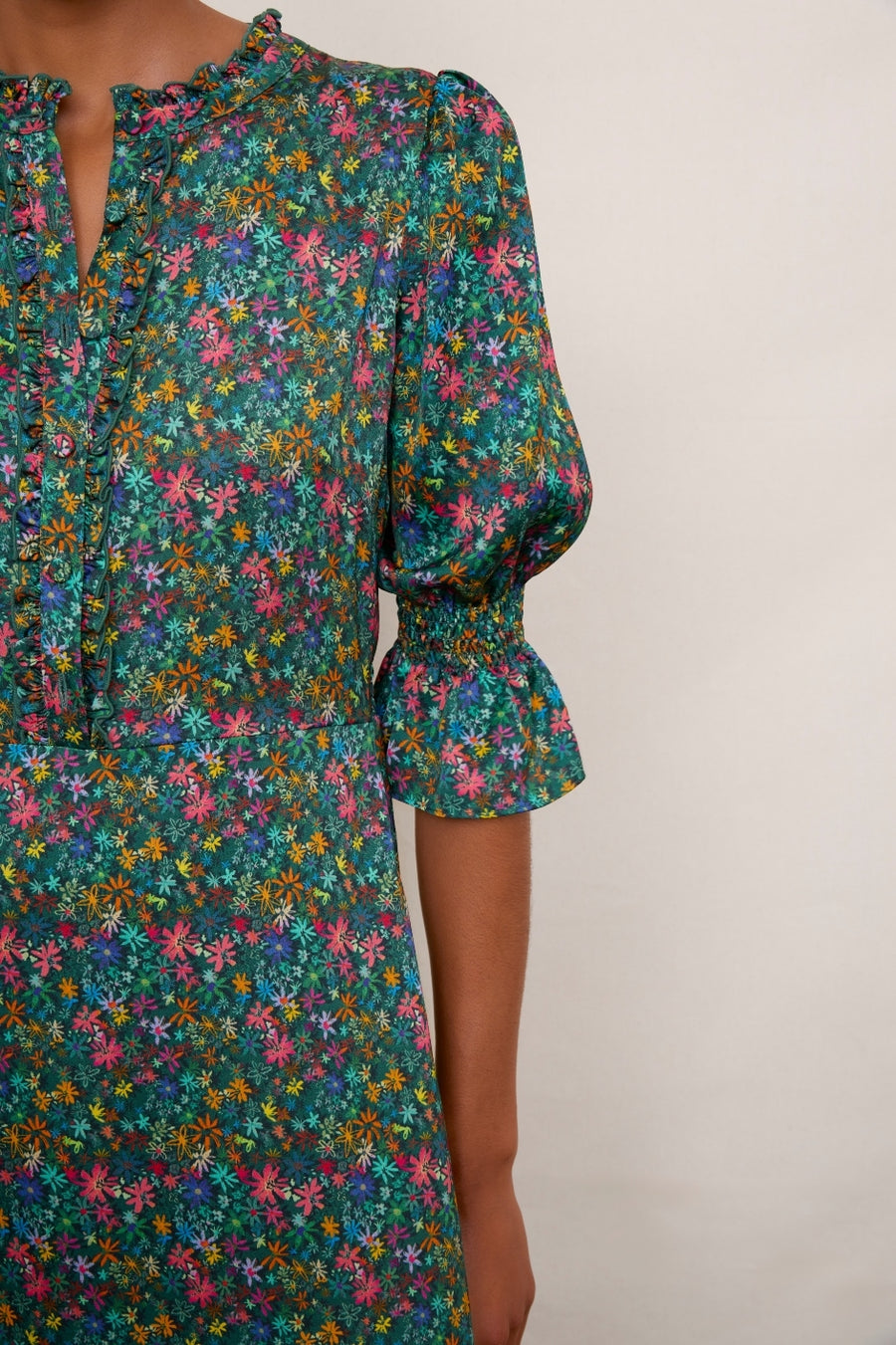 Aimee Floral Dress - Fir/Multi