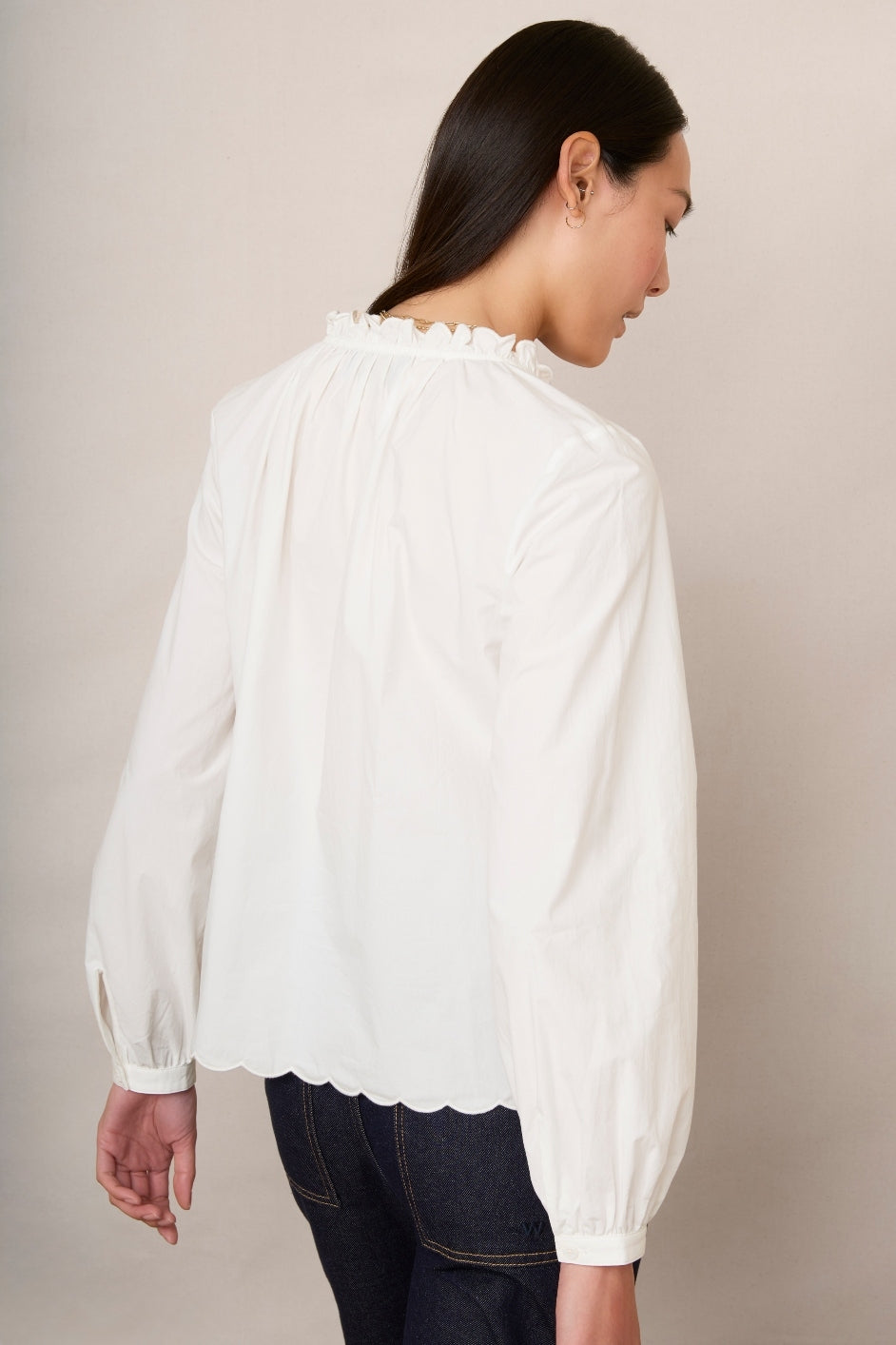 Aisha Scallop Blouse - White