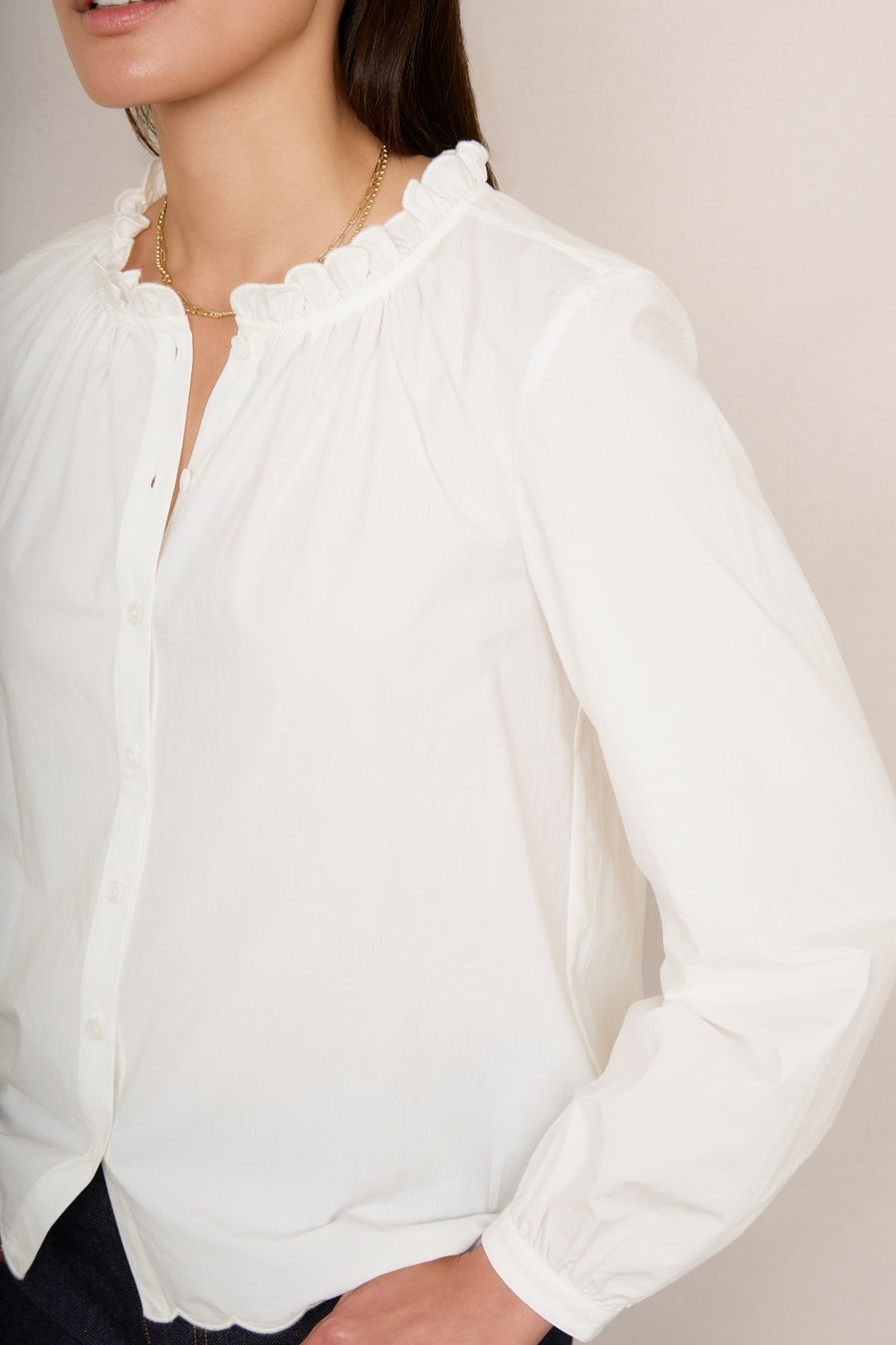 Aisha Scallop Blouse - White