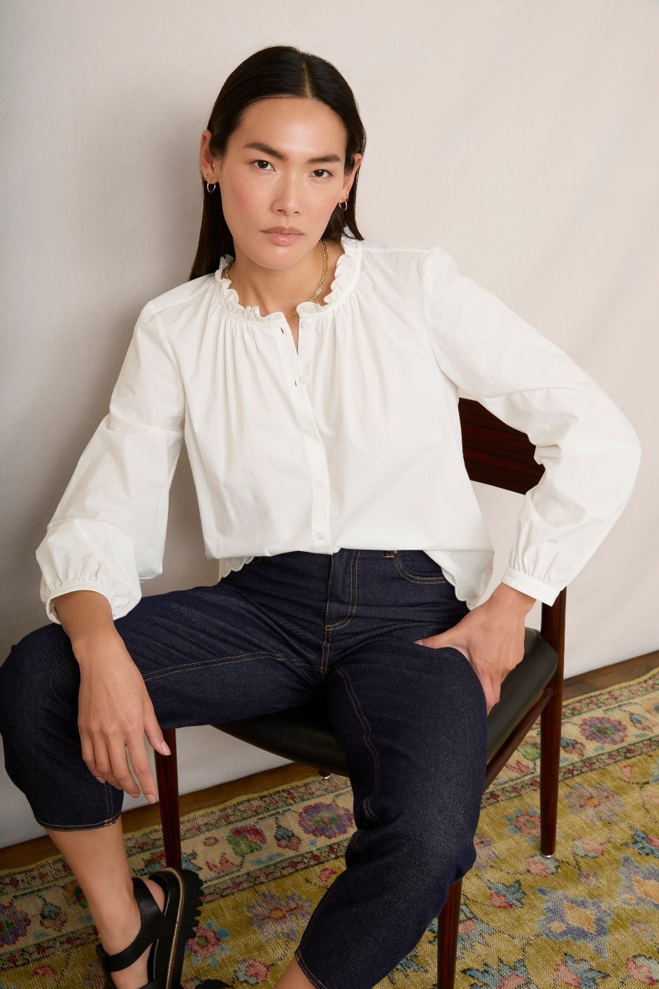 Aisha Scallop Blouse - White