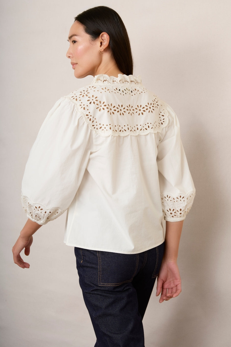 Alba Broderie Blouse - Ivory