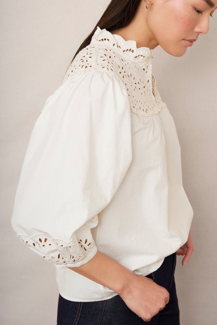 Alba Broderie Blouse - Ivory