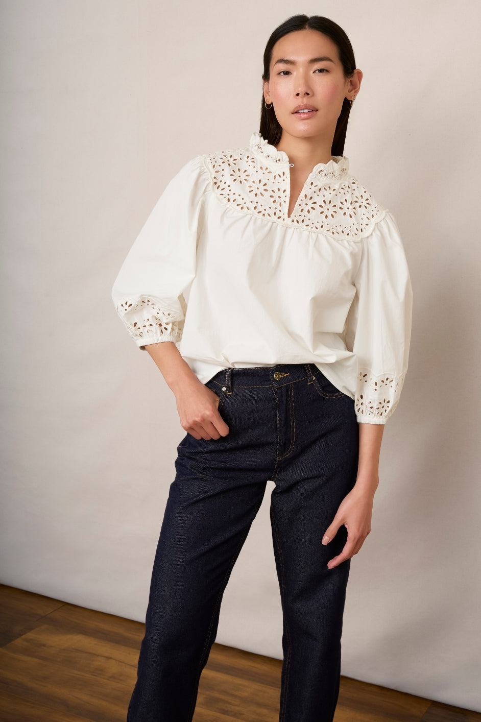 Alba Broderie Blouse - Ivory