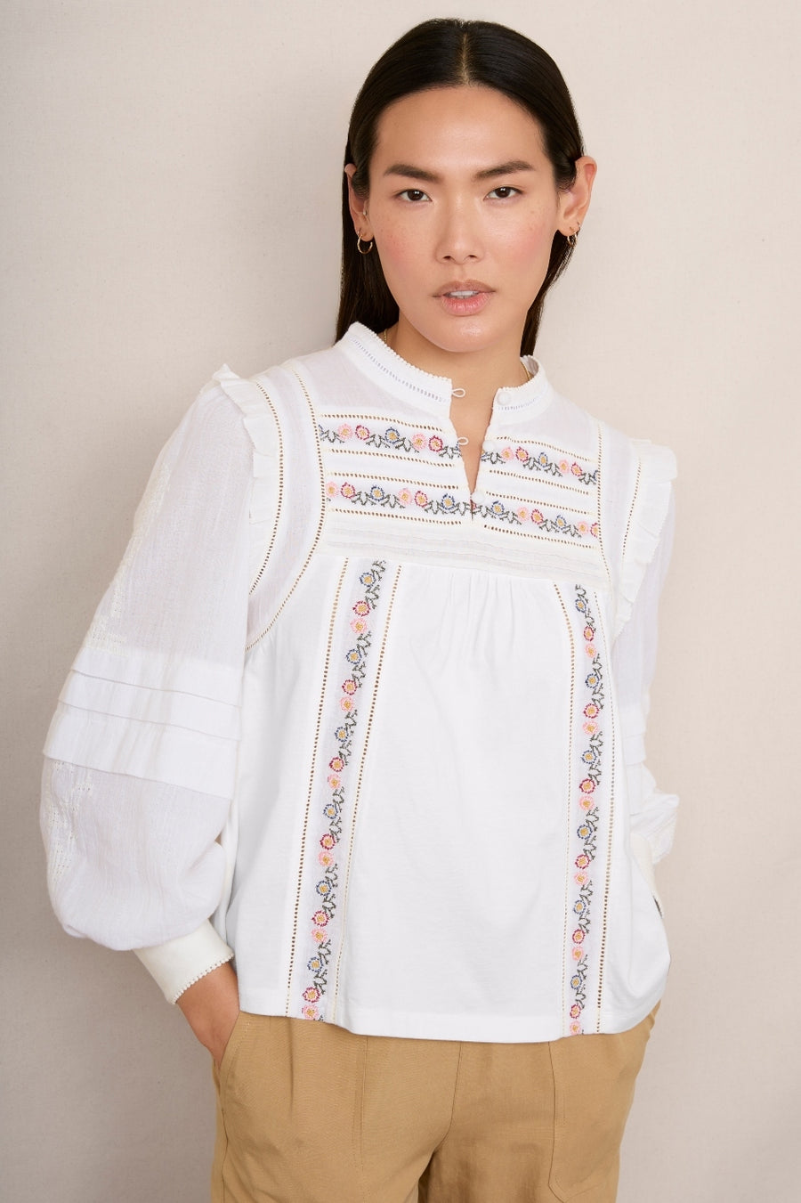 Albie Jersey Blouse - White