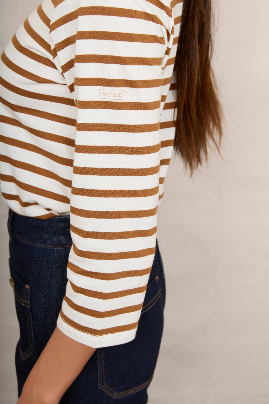 Alexa Stripe Tee - Ivory/Tan