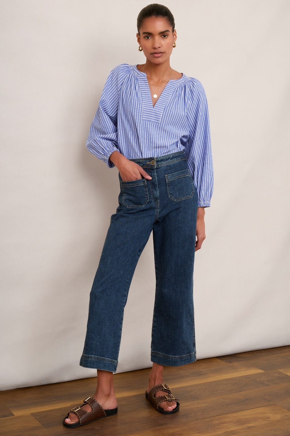 Allie Flare Cropped Jean - Rinse Wash