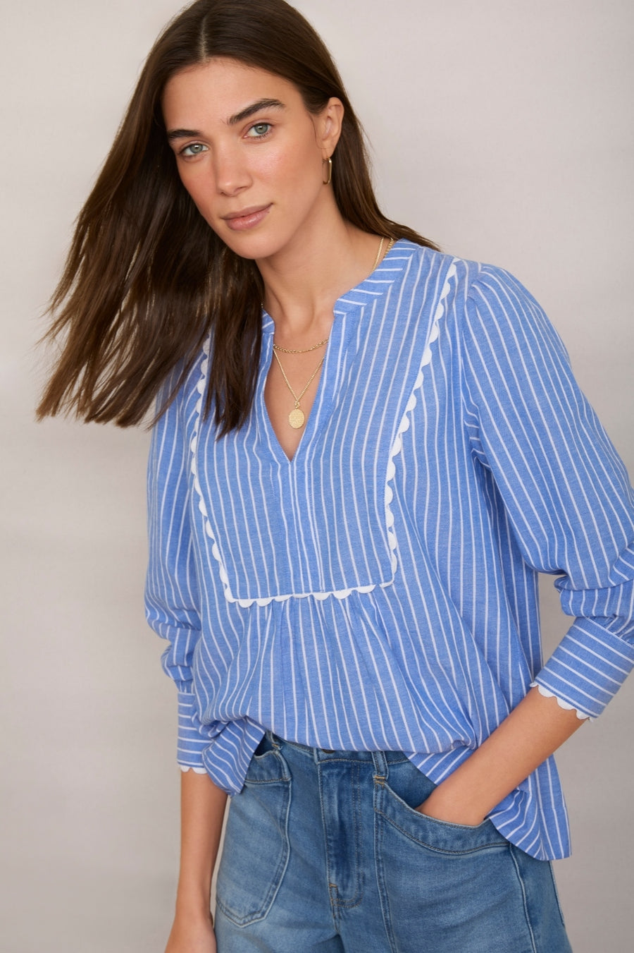 Alia Stripe Top - Blue Stripe