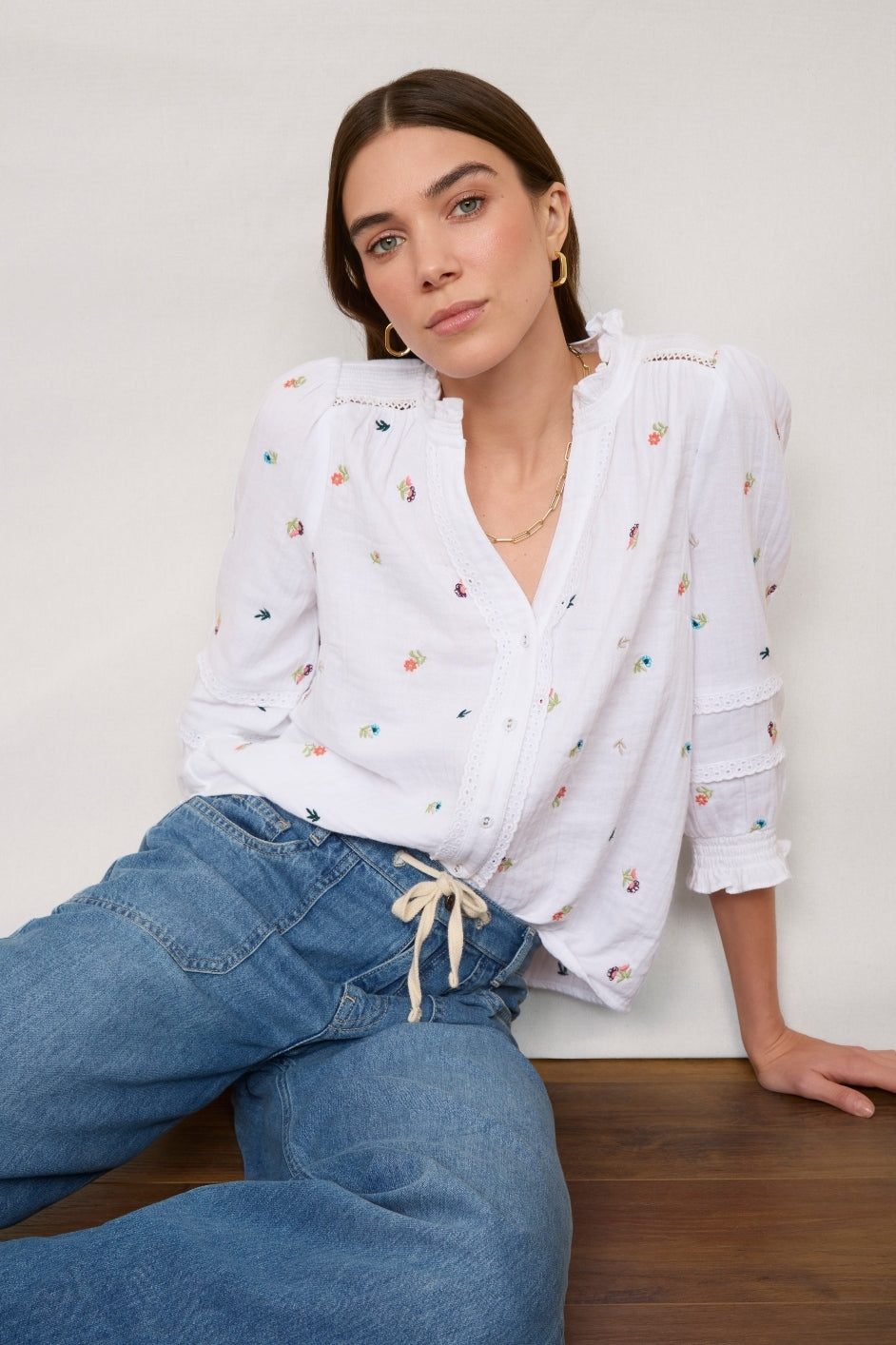 Alina Blouse - White Embroidery