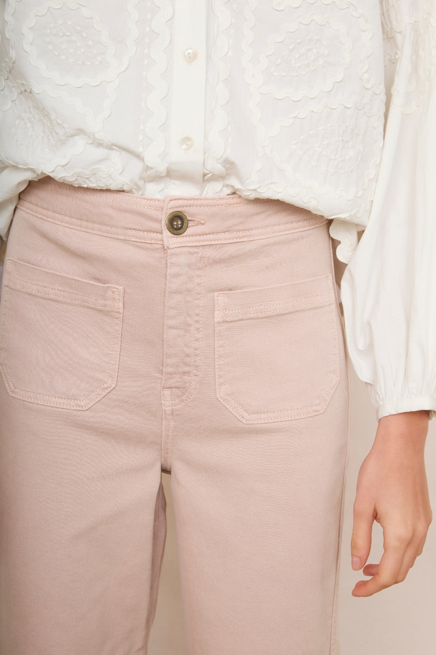 Allie Flare Cropped Jean - Dusky Pink