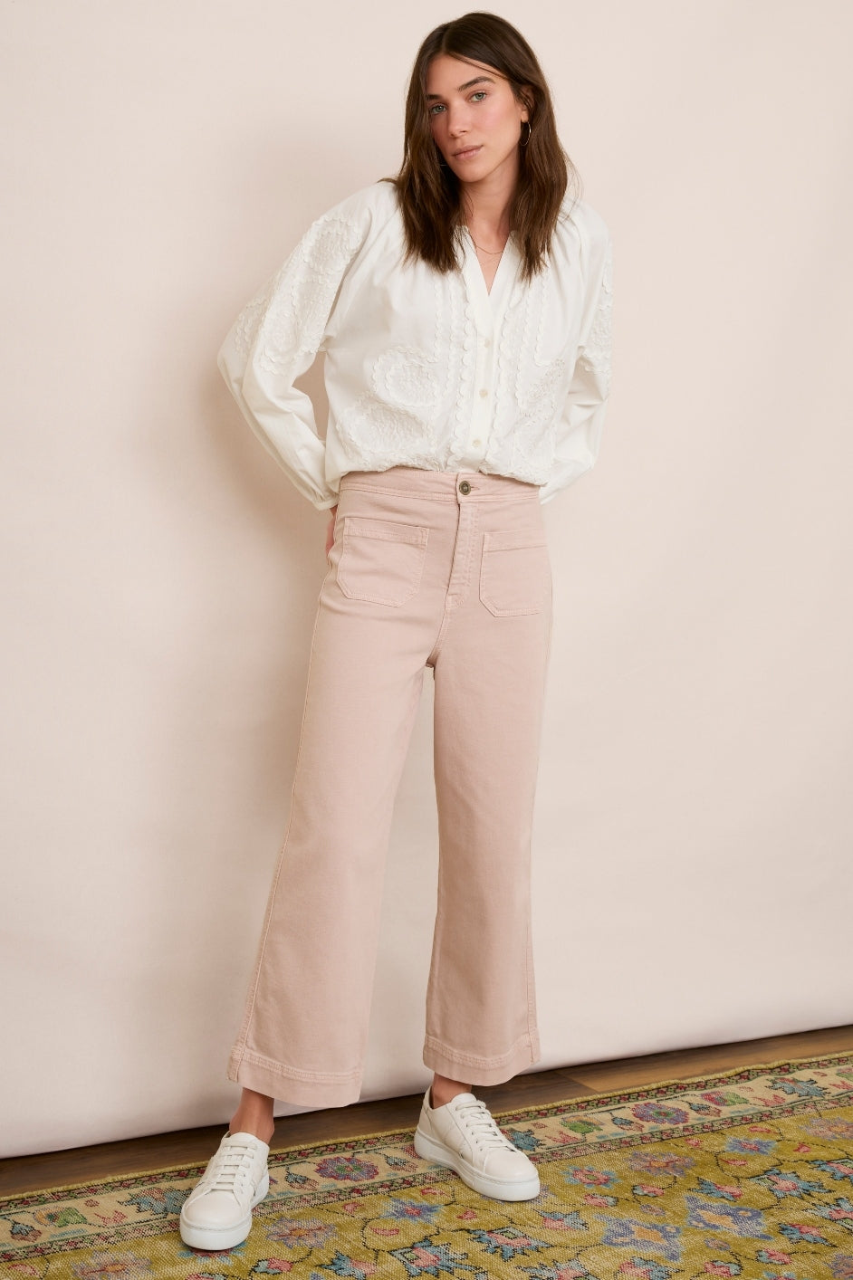 Allie Flare Cropped Jean - Dusky Pink