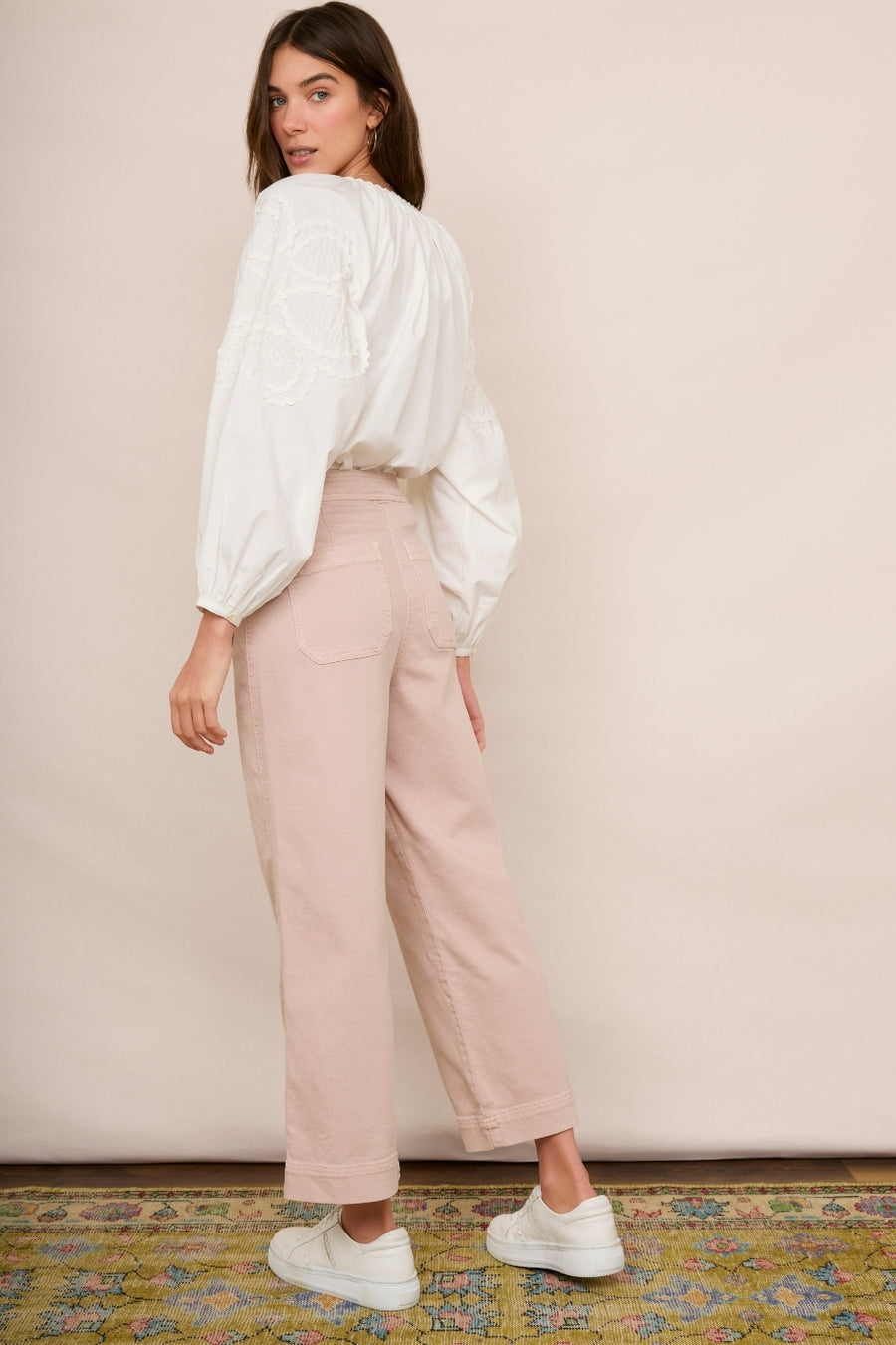 Allie Flare Cropped Jean - Dusky Pink