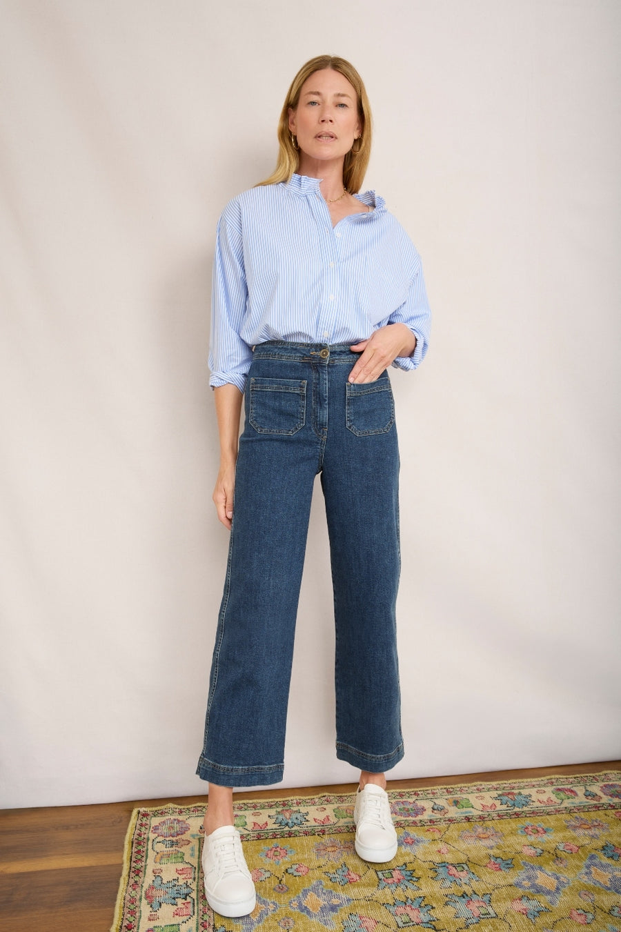 Allie Flare Cropped Jean - Rinse Wash