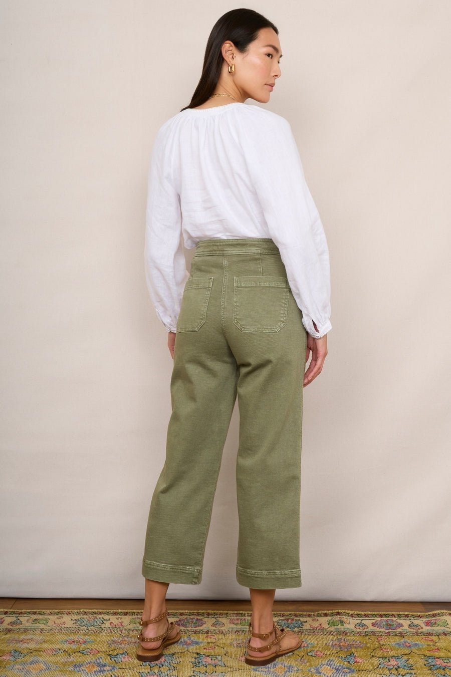 Allie Flare Cropped Jean - Sage Green