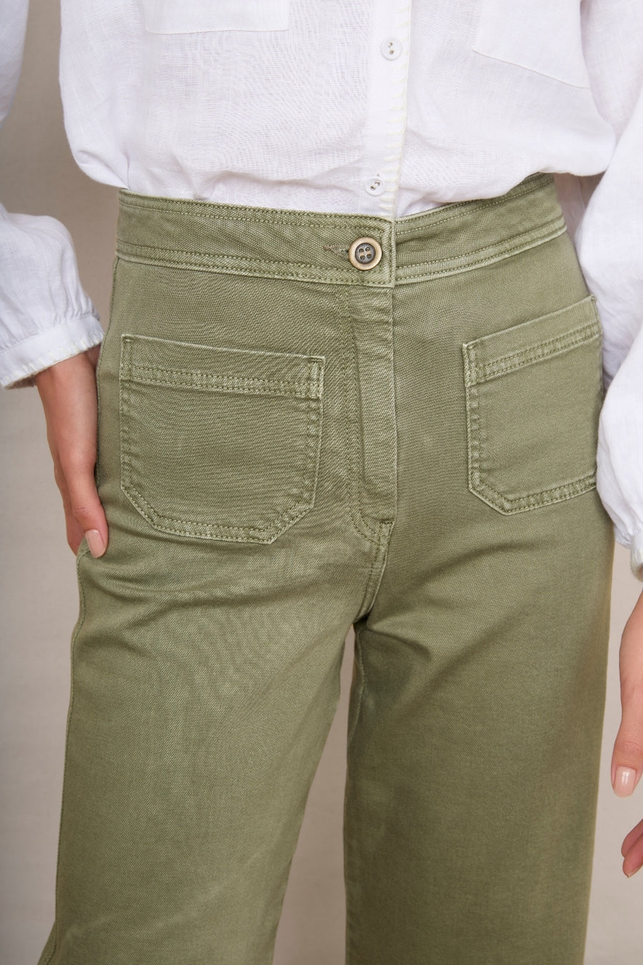 Allie Flare Cropped Jean - Sage Green