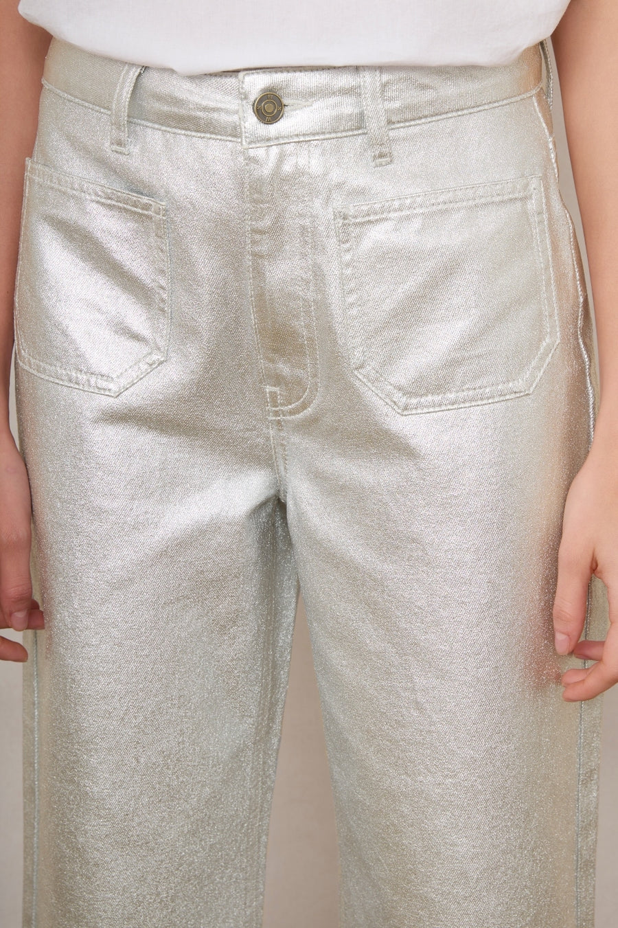 Allie Flare Cropped Jean - Silver