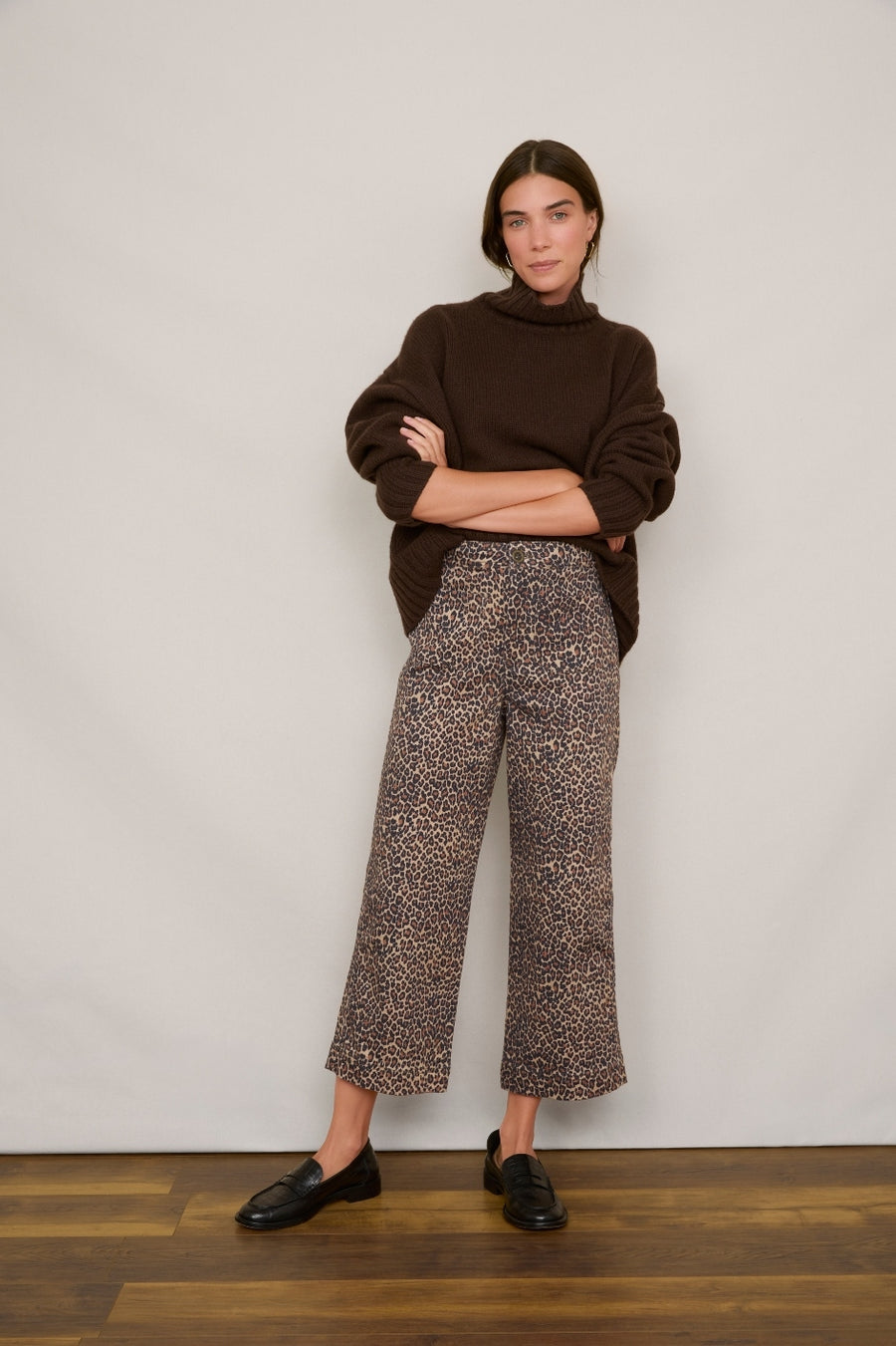 Allie Flare Cropped Jean - Leopard