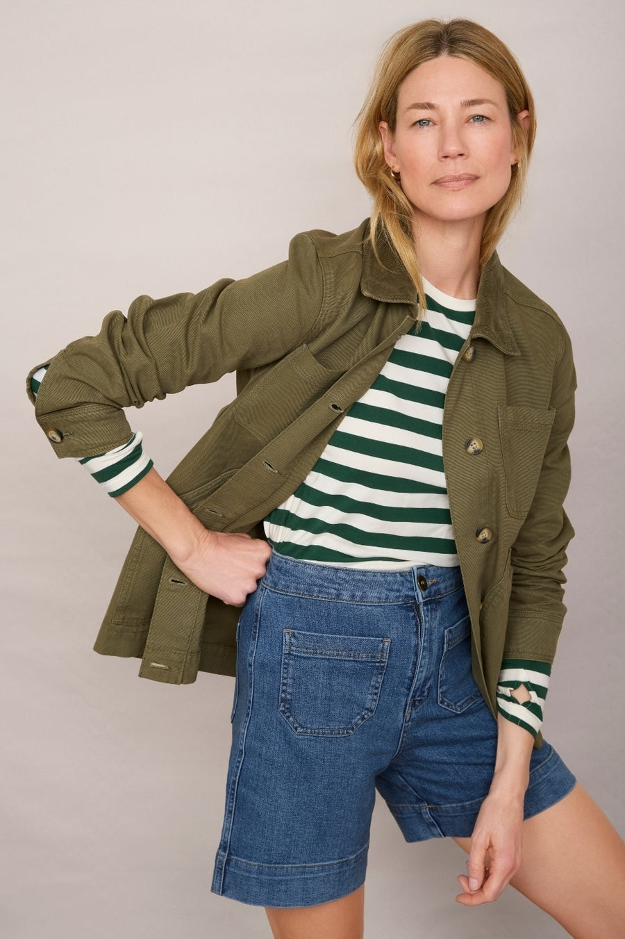 Beau Denim Jacket - Moss Green