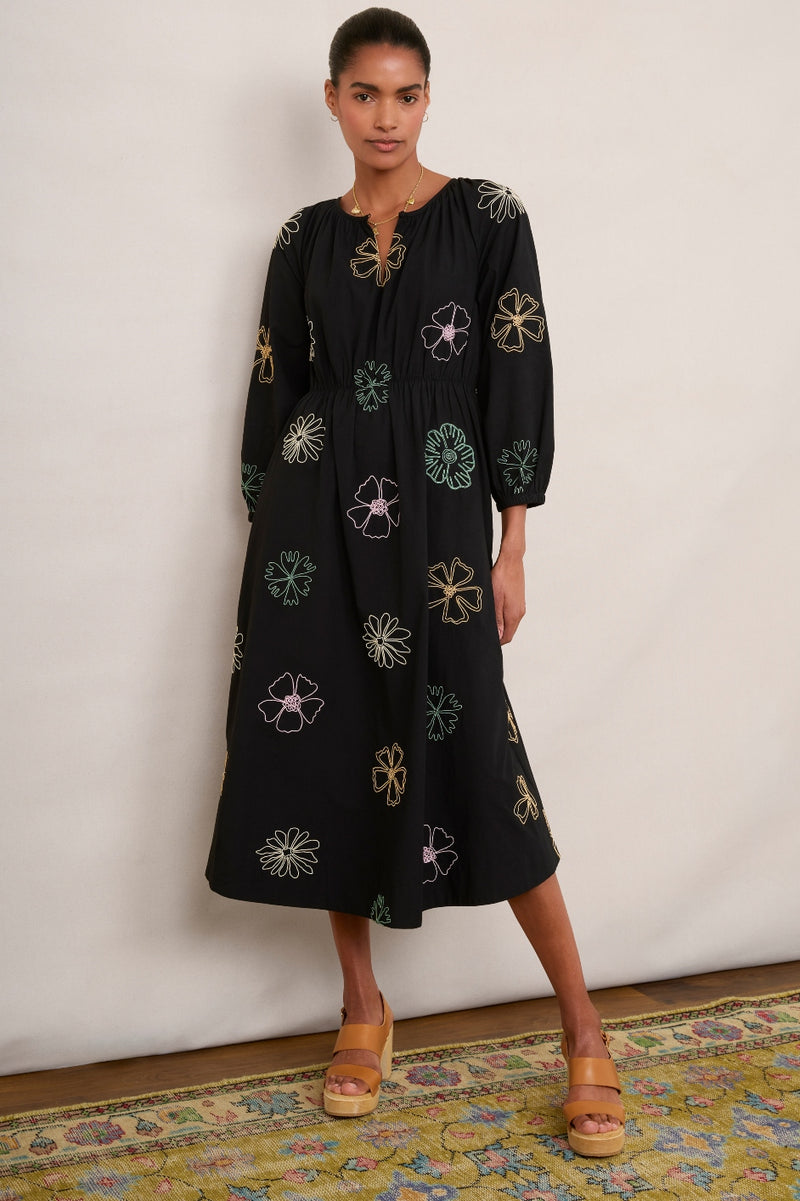 Umber Embroidered Lace Dress