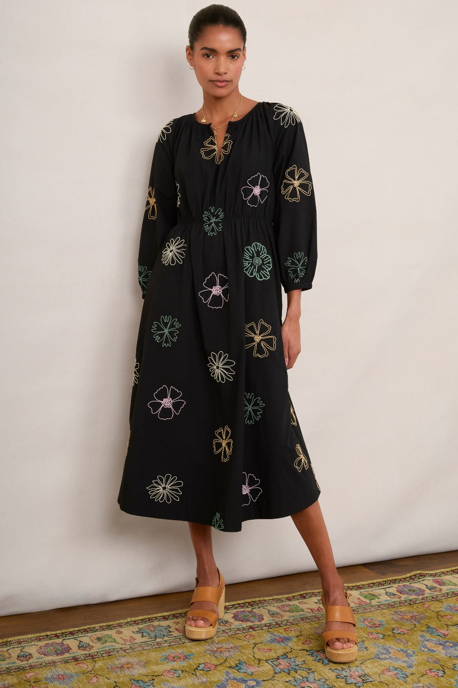 Amber Embroidered Dress - Black