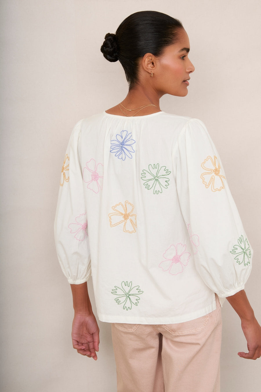 Amber Embroidered Top - Ivory