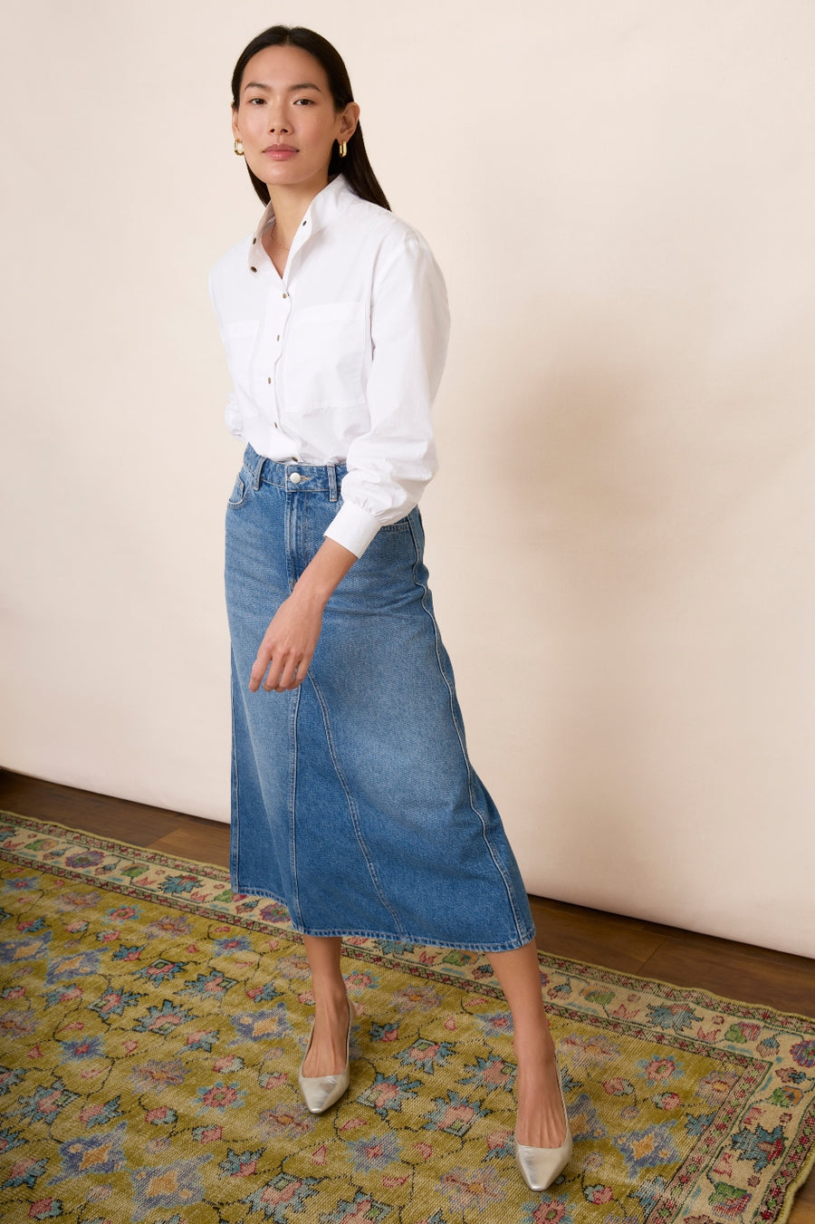 Amelie Panelled Skirt - Denim