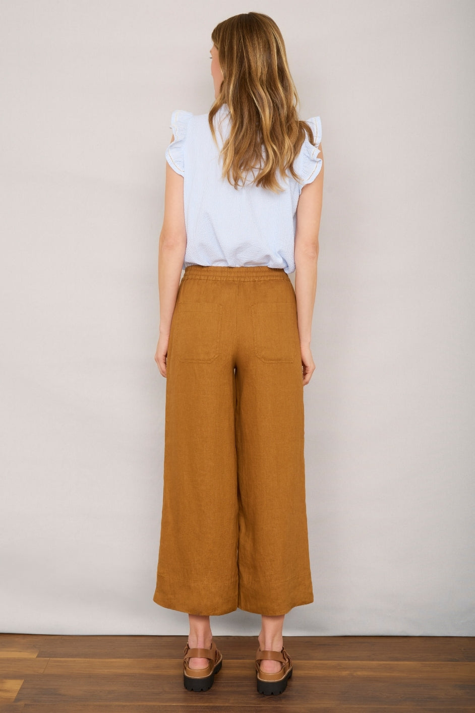 Angeline Linen Cropped Trouser - Tan