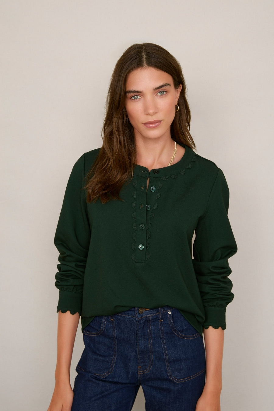 Anisa Ponte Top - Forest Green