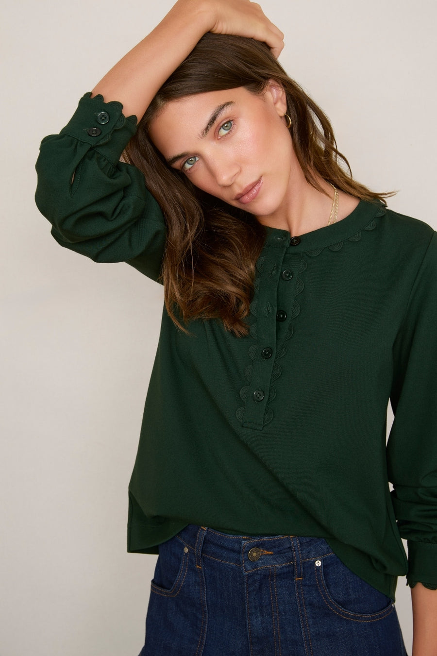 Anisa Ponte Top - Forest Green