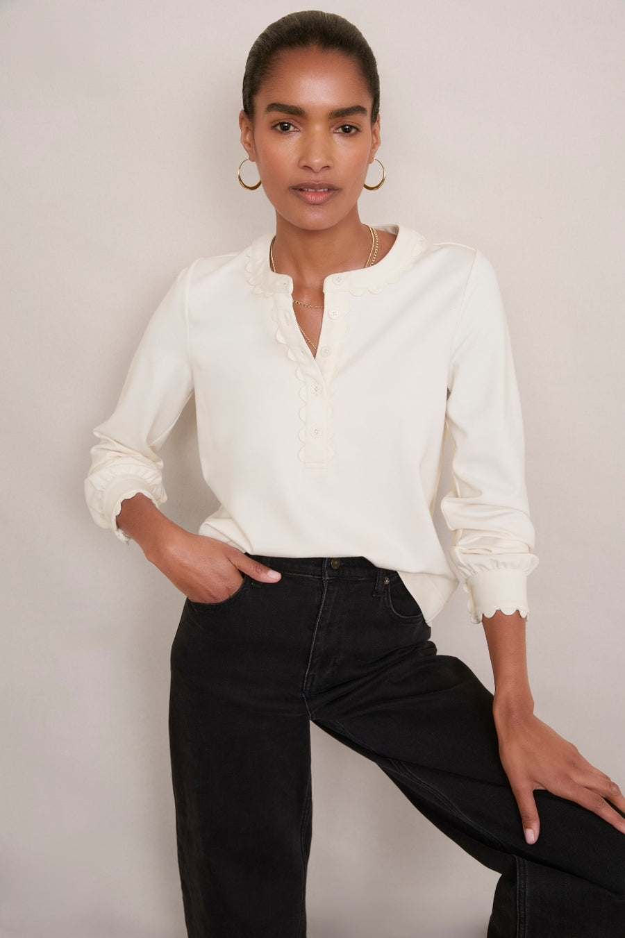 Anisa Ponte Top - Ivory