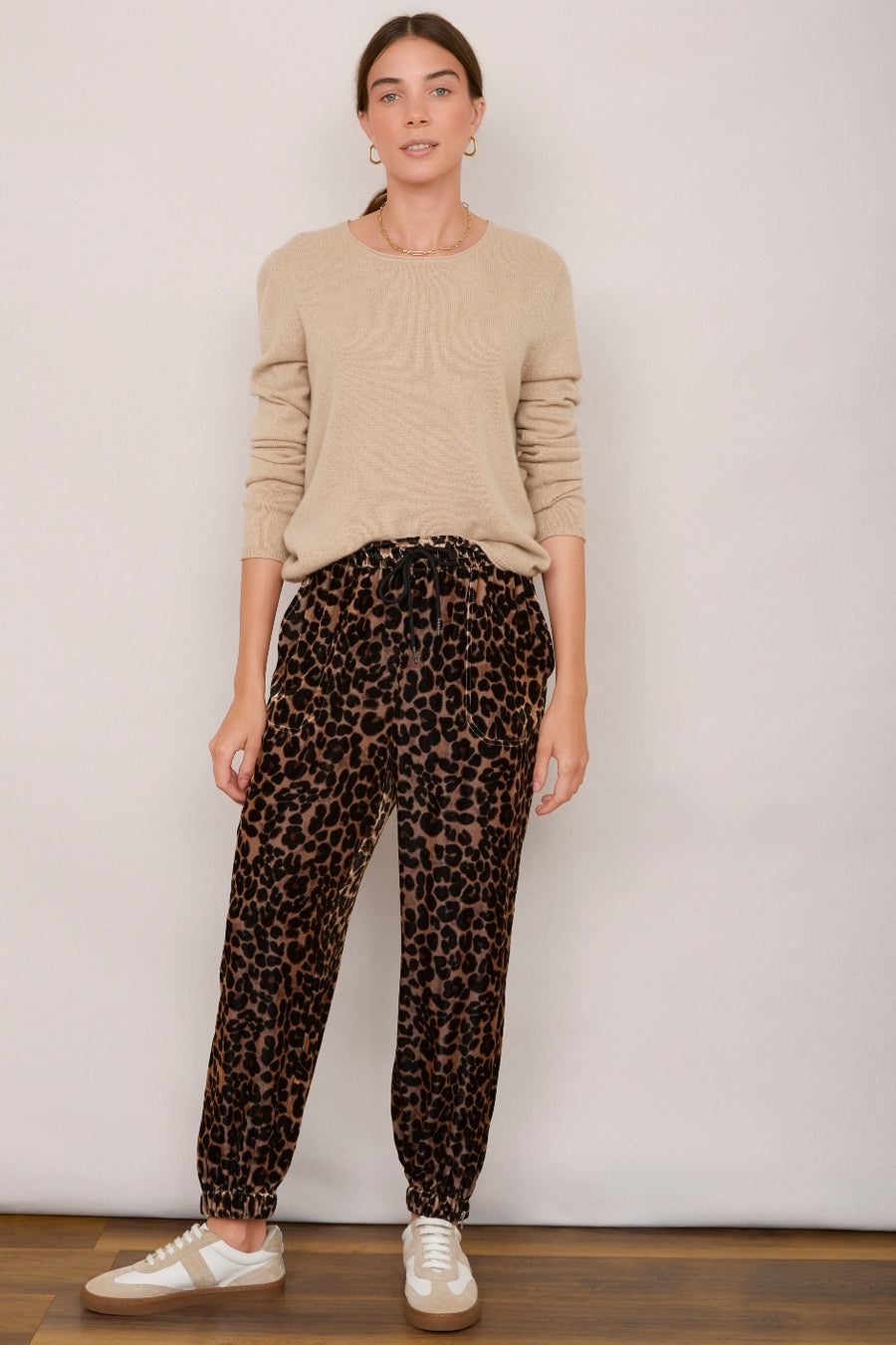 Aniyah Silk Velvet Trouser - Leopard