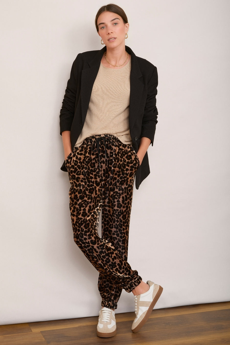 Aniyah Silk Velvet Trouser - Leopard