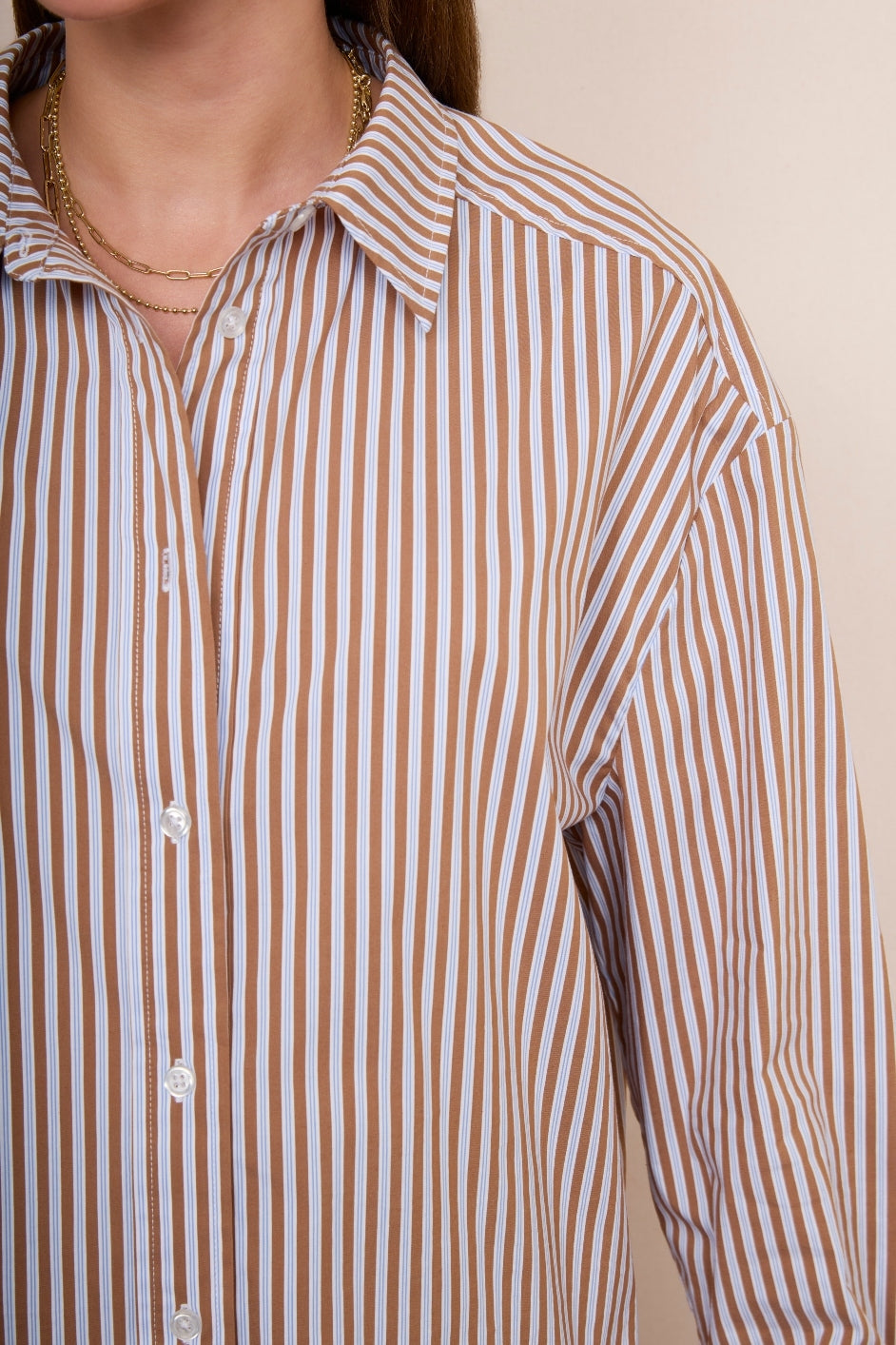 Thomasina Shirt - Tan Stripe