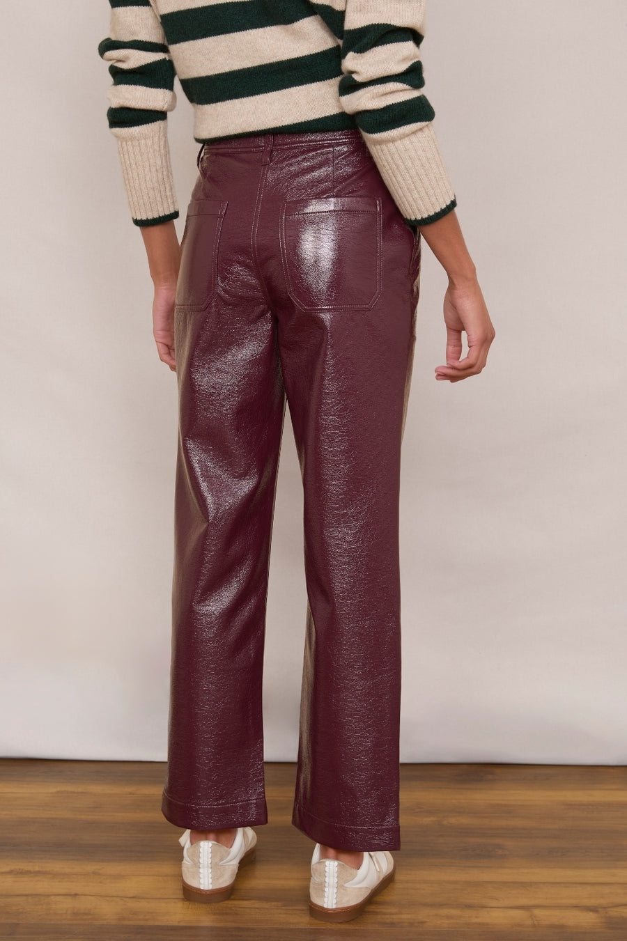 Anne Faux Leather Trouser - Plum Patent