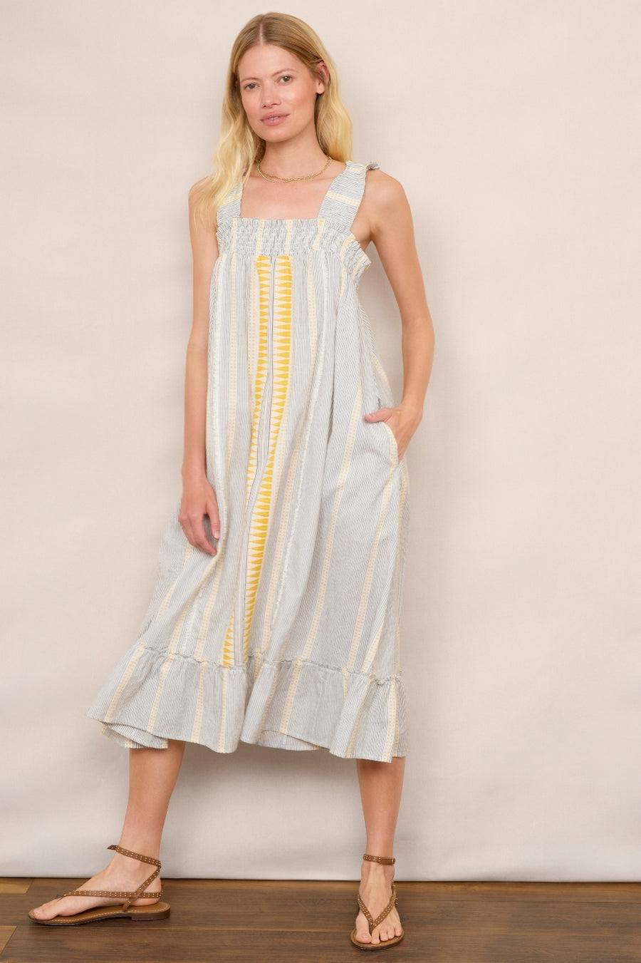 Annecy Sundress - Yellow/White Multi