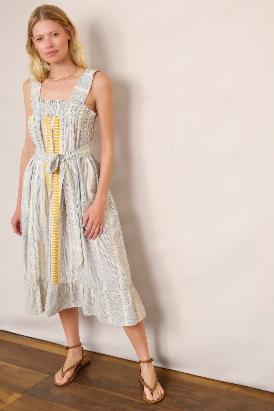 Annecy Sundress - Yellow/White Multi