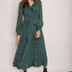 Ariana Plisse Dress - Forest Green Spot